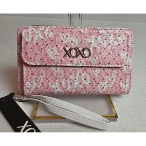 XOXO Pink Monogram Wristlet Wallet Y2K McBling Heart Star Print New With Tags